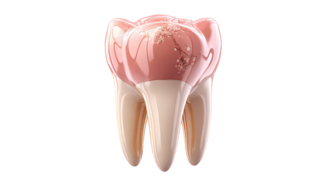 Pink Tooth Anatomy Illustration on Transparent Background