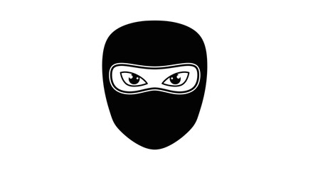 Black Ninja Mask with Expressive Eyes Illustration.
