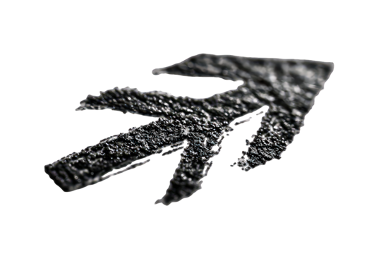 Abstract Dark Grey Arrow on Transparent Background