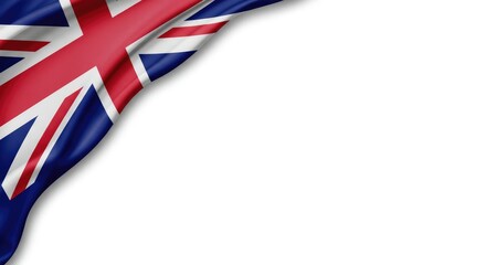 Silk Style Union Jack Flag in the Corner with White Space