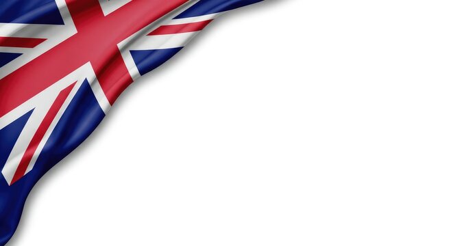 Silk Style Union Jack Flag in the Corner with White Space