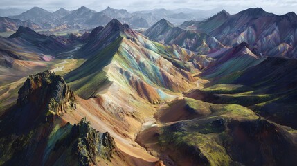 Drone capture of undisturbed rainbow mountains