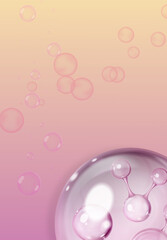 pink bubble background, Collagen Bubble 9;16. pink water drops, Realistic cosmetic serum drop Texture of liquid drops serum gel or collagen skin care