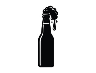 Black and white illustration of a beer bottle