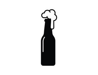 Simple silhouette of a beer bottle with foam