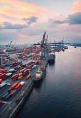 cargo port of hamburg on the river elbe,the largest port in germany