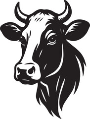 Cow Head Silhouette Bold Farm Animal Vector for Rustic Branding & Agriculture Design