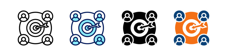 Target Market All In One Icon Multi Styles Vector Set