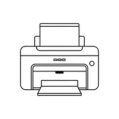 Printer outline vector on white background