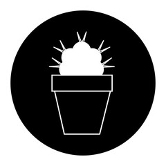 black and white illustration of cactus icon