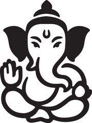 Silhouette vector of Lord Ganesha face outline, elegant icon for spiritual and festive designs.