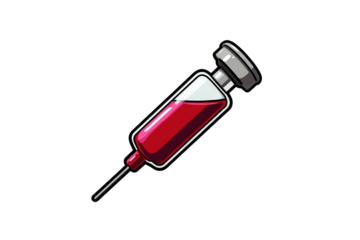 Pixel Art Syringe Filled with Red Liquid