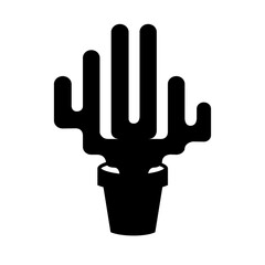 black and white illustration of cactus icon