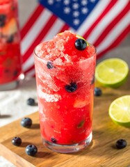 Refreshing summer drink, red & blue