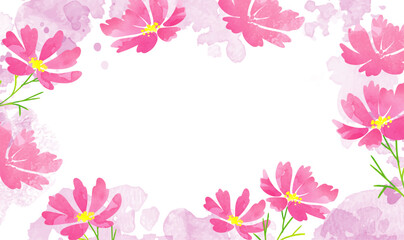 優しい水彩のコスモス背景イラスト