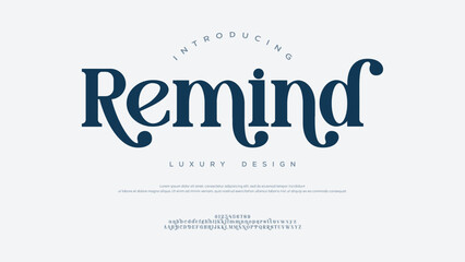 Remind luxury elegant alphabet letters and numbers. Vintage wedding typography classic serif font decorative vintage retro. creative vector illustration
