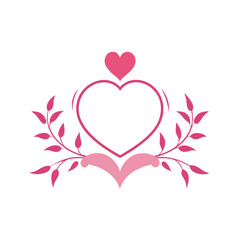 wedding logo with heart and floral ornament 