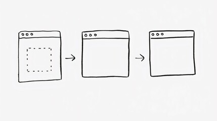 Webpage building process showing navigation through different development stages