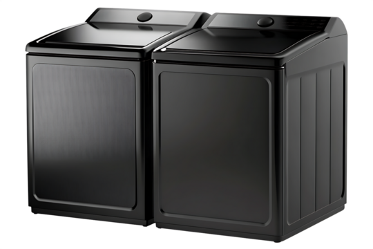 Sleek top load washing machines isolated on a transparent background appliance laundry