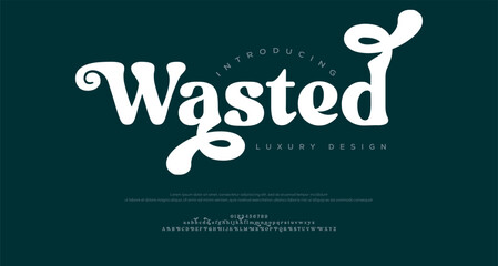 Wasted Elegant luxury minimalist alphabet display font vector illustration

