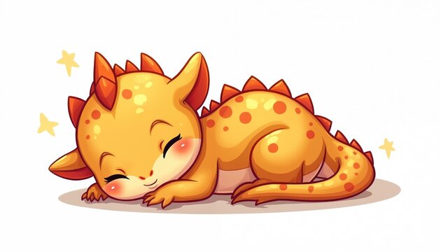 sleeping orange dragon cartoon character clip art preview