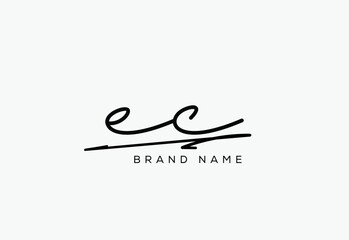 EC letter elegant cursive beauty handwriting logo.
