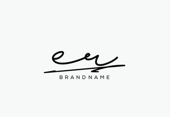 ER letter elegant cursive beauty handwriting logo.