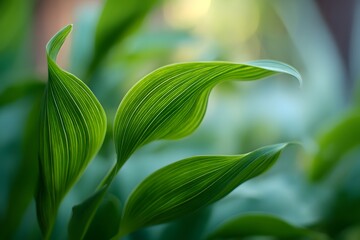 A close-up of the curved edges and green leaves of an agave plant, captured in high resolution. The background is blurred to emphasize the texture and detail of each leaf, creating a serene and natura