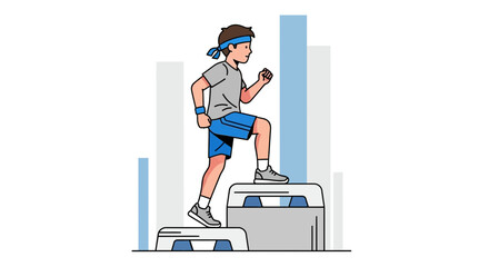 Fototapeta premium Active Person Exercising On Step, Fitness Concept, Training, Healthy Lifestyle