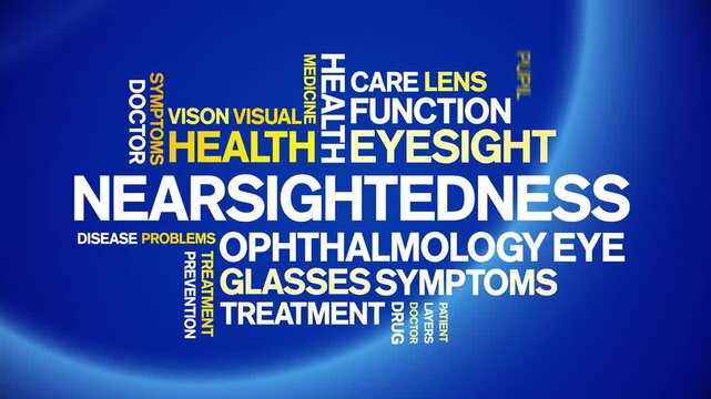 Nearsightedness animated word cloud-text design animation tag kinetic typography seamless loop.