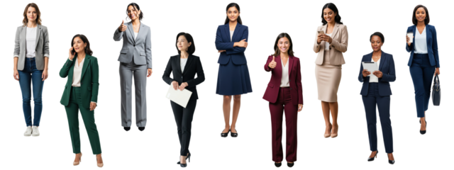 Collection of diverse businesswomen in various poses.