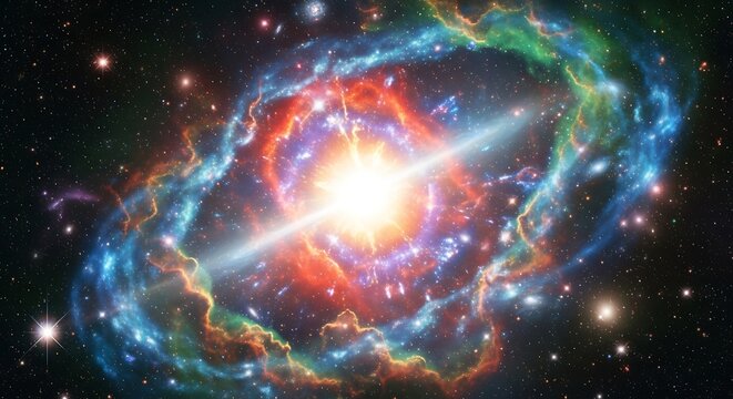 Brilliant stellar nursery nebula shining in the far reaches of space