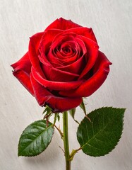 Single Red Rose on White Background (1)