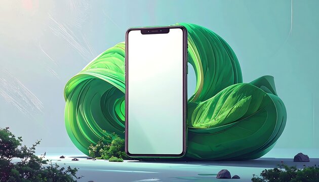 Sleek phone in vibrant green abstract