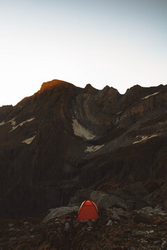 A tent set up in the Pyrenees