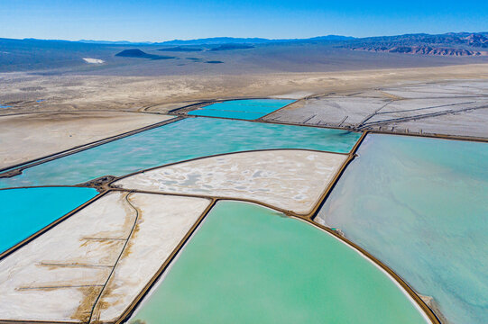 Aerial View Lithium Mine Evaporation Ponds Nevada