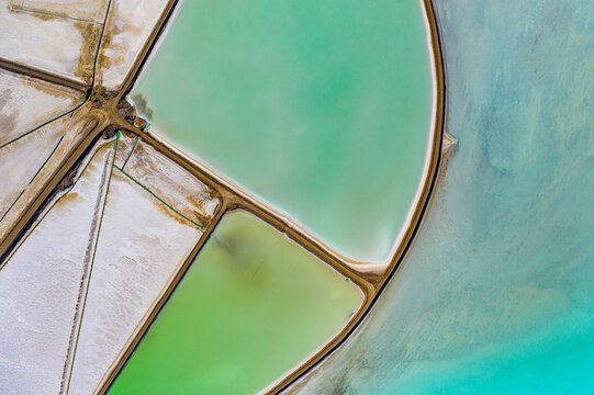 Aerial View Lithium Mine Evaporation Ponds Nevada