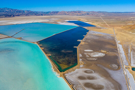 Aerial View Lithium Mine Evaporation Ponds Nevada