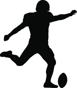 American football kicker silhouette athlete performing kick action sports player power movement vector