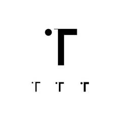 Logo letter T, font alphabet, set of three letters
