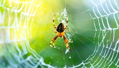 Spider on Web in Sunlight