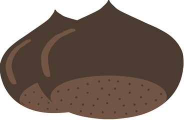 Flat illustration of a brown chestnut, representing autumn harvest.