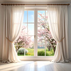 Spring View Through Sheer Curtains