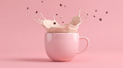 A splash of milk into a cup.