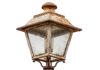 Rusty Vintage Street Lamp on Transparent Background