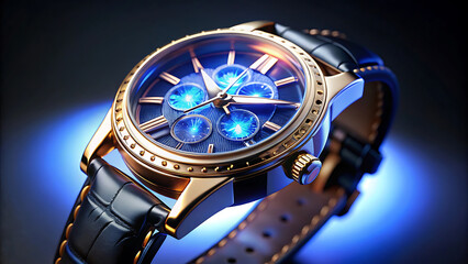 Luxury glowing watch with sapphire dial elegant timepiece design background with glamorous luxury fashion accessory