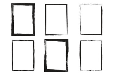 Artistic brush stroke photo frame border design with cmyk and grayscale color options