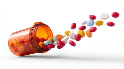 colorful pills on white background