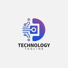 Abstract technology logo template with geometric shapes and high-tech innovation concept. Symbol, icon, creative.
