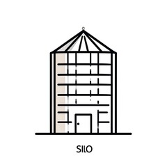 Modern silo structure with geometric design elements
